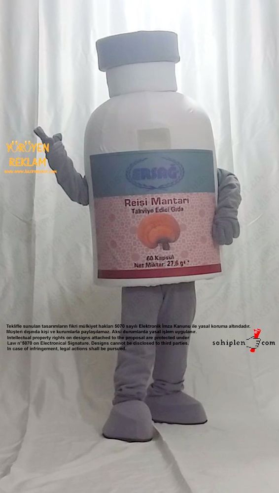 Ersağ Kozmetik Reishi Mantarı Şişe Maskot maskot kostümü