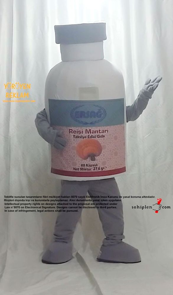 Ersağ Kozmetik Reishi Mantarı Şişe Maskot maskot kostümü