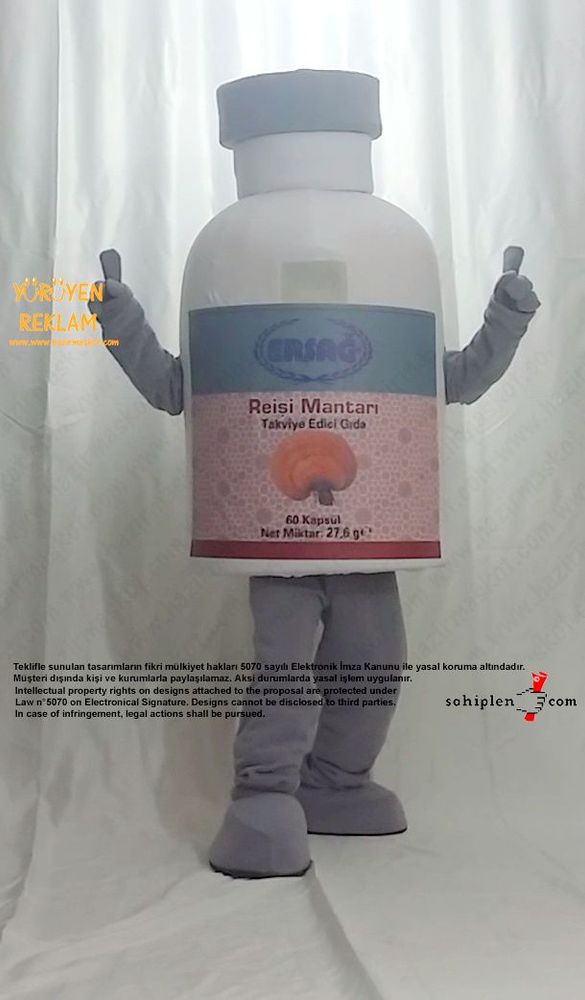 Ersağ Kozmetik Reishi Mantarı Şişe Maskot maskot kostümü