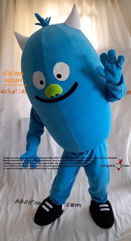 Mavi Canavar Maskot Kostümü / Blue Monster Mascot Costume maskot kostümü