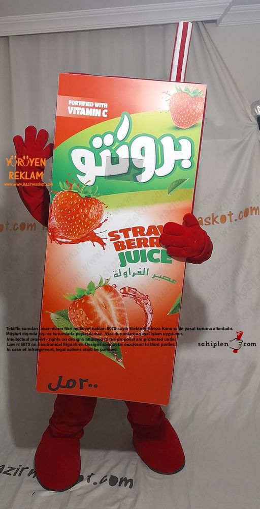 Bronto Meyve Suyu Maskot Kostümü / Çilek / Lebanon maskot kostümü