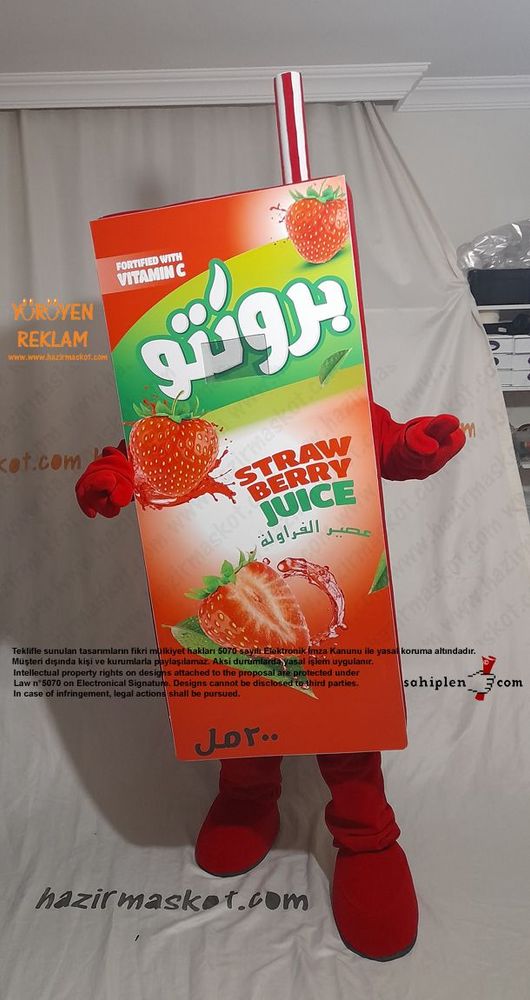 Bronto Meyve Suyu Maskot Kostümü / Çilek / Lebanon maskot kostümü