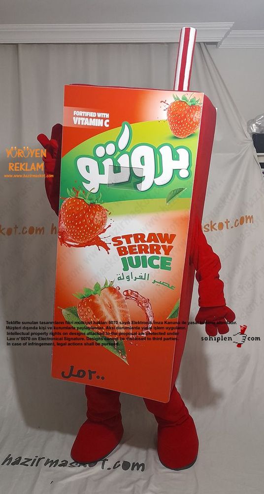 Bronto Meyve Suyu Maskot Kostümü / Çilek / Lebanon maskot kostümü