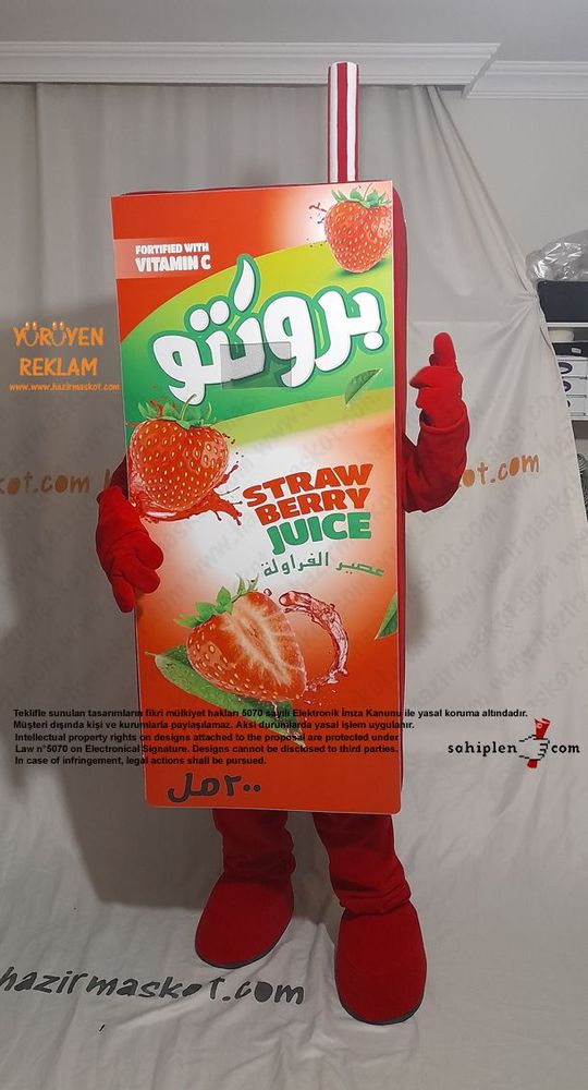 Bronto Meyve Suyu Maskot Kostümü / Çilek / Lebanon maskot kostümü