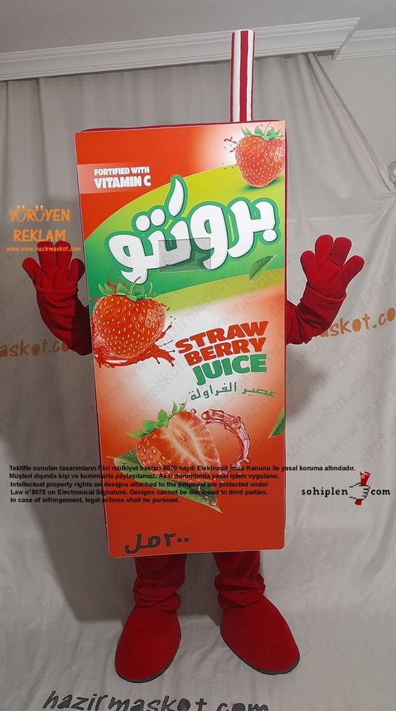 Bronto Meyve Suyu Maskot Kostümü / Çilek / Lebanon maskot kostümü