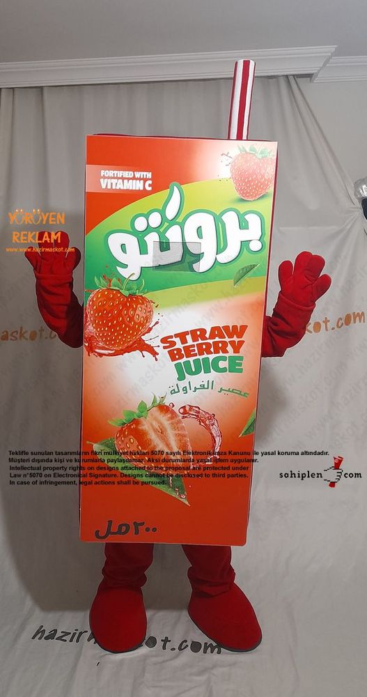 Bronto Meyve Suyu Maskot Kostümü / Çilek / Lebanon maskot kostümü