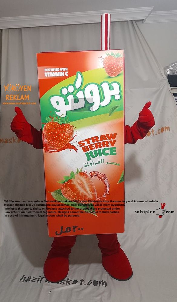 Bronto Meyve Suyu Maskot Kostümü / Çilek / Lebanon maskot kostümü
