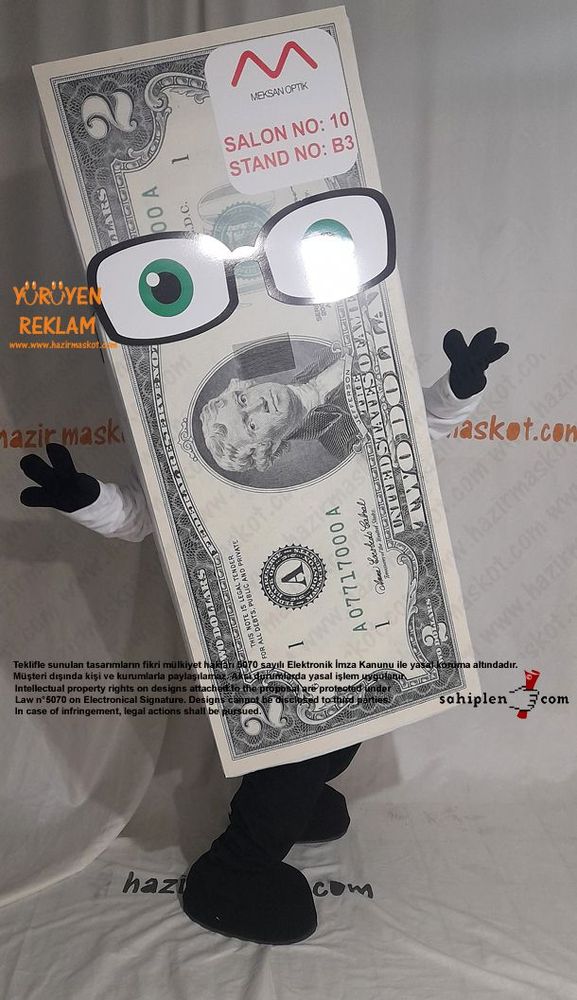 Dolar Para Maskot Kostümü / Gözlük / Meksan Optik maskot kostümü