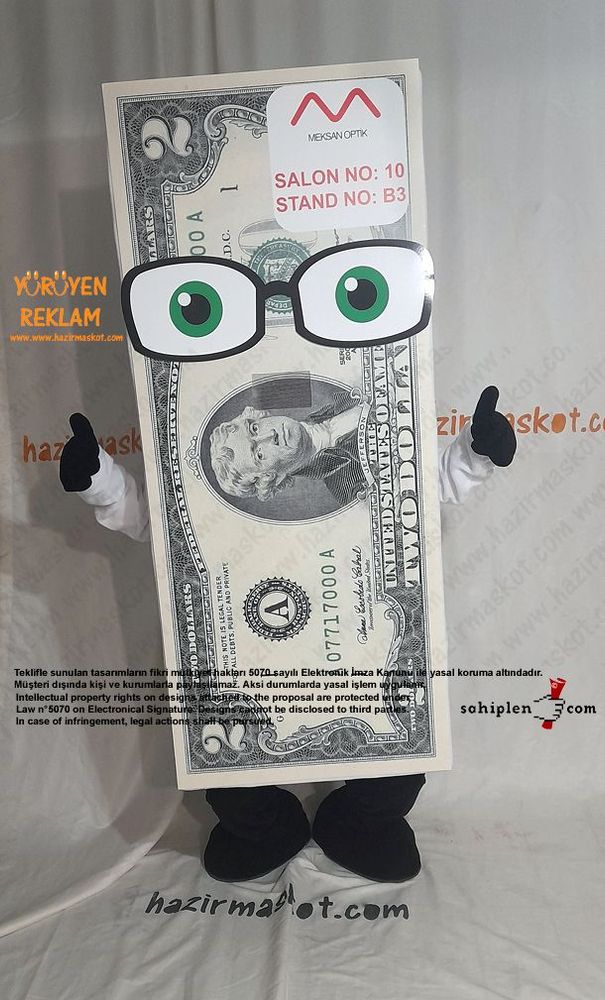 Dolar Para Maskot Kostümü / Gözlük / Meksan Optik maskot kostümü