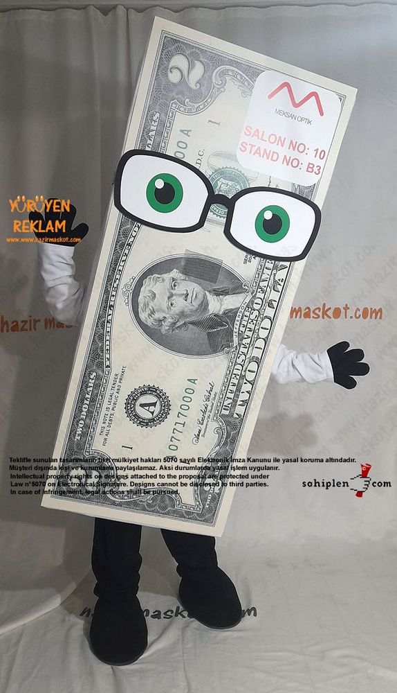 Dolar Para Maskot Kostümü / Gözlük / Meksan Optik maskot kostümü
