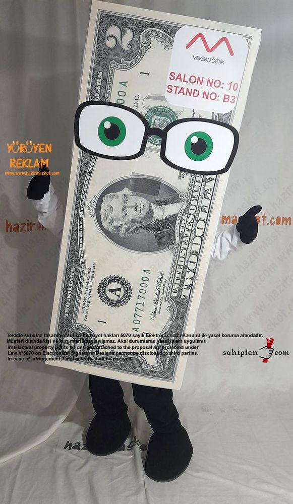 Dolar Para Maskot Kostümü / Gözlük / Meksan Optik maskot kostümü