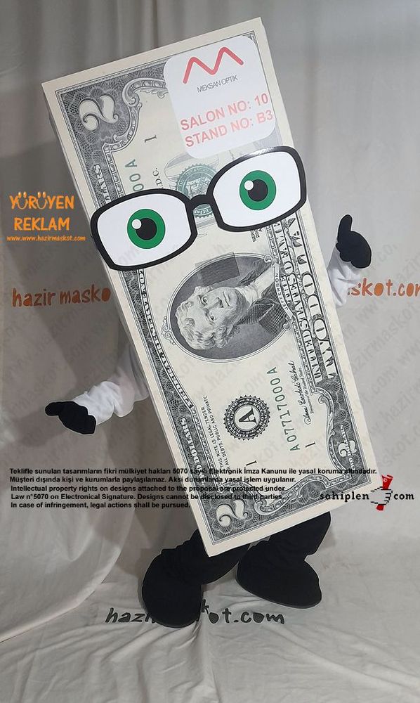 Dolar Para Maskot Kostümü / Gözlük / Meksan Optik maskot kostümü