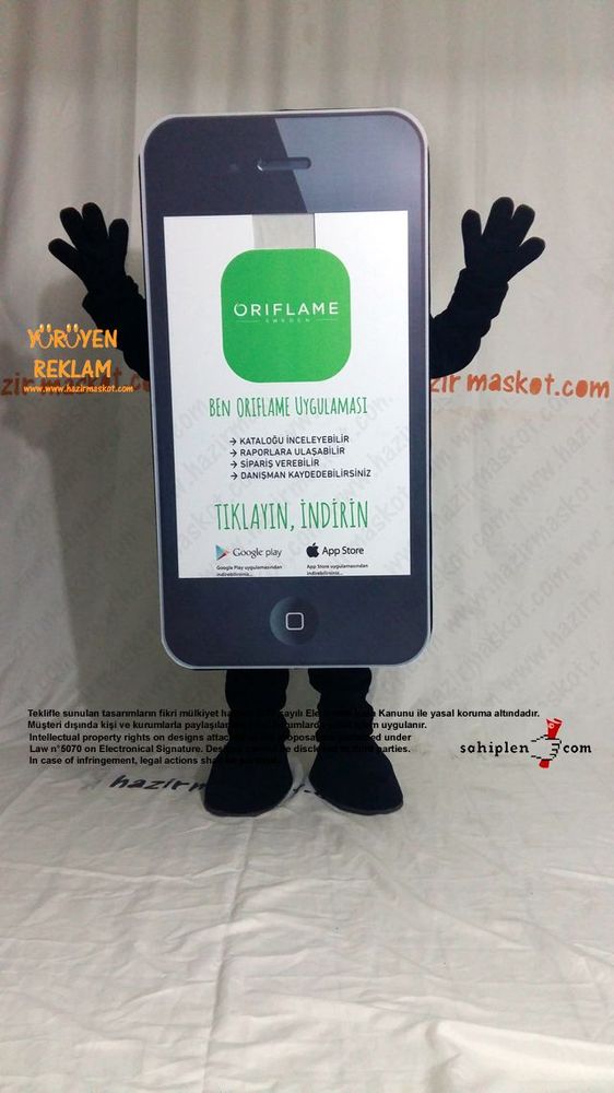 iPhone Maskot Kostümü / App Maskot / Oriflame maskot kostümü