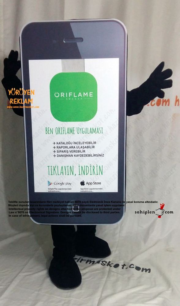 iPhone Maskot Kostümü / App Maskot / Oriflame maskot kostümü