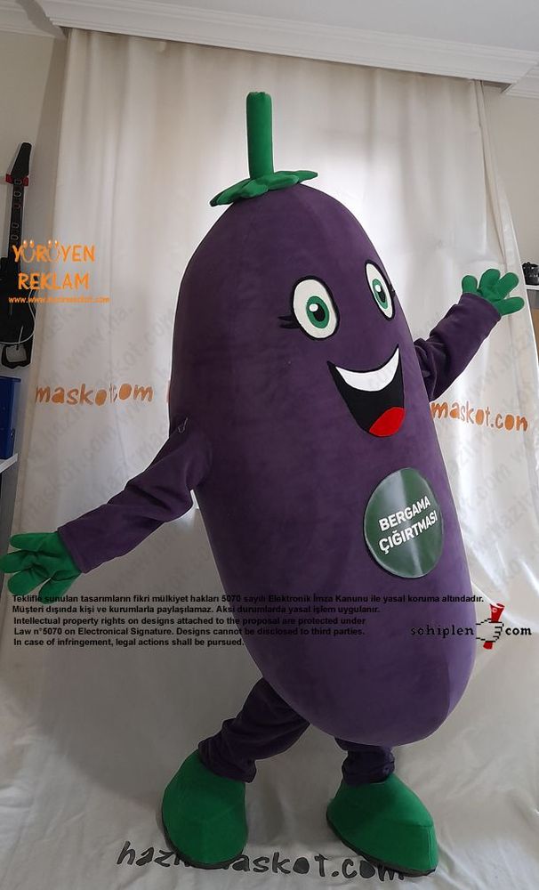 Patlıcan Maskot Kostümü / Bergama Sığırtmacı maskot kostümü