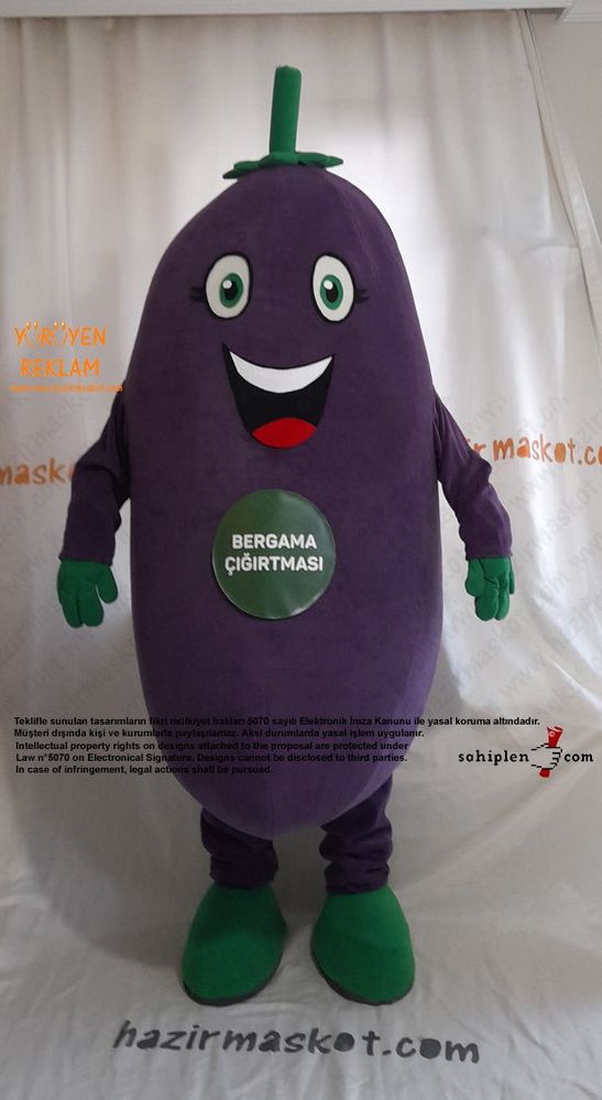 Patlıcan Maskot Kostümü / Bergama Sığırtmacı maskot kostümü