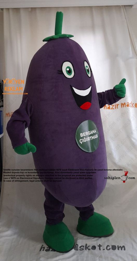 Patlıcan Maskot Kostümü / Bergama Sığırtmacı maskot kostümü