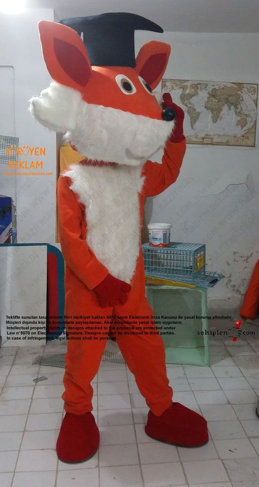 Tilki Maskot Kostümü / Uluslar Arası Kıbrıs Üniversitesi maskot kostümü
