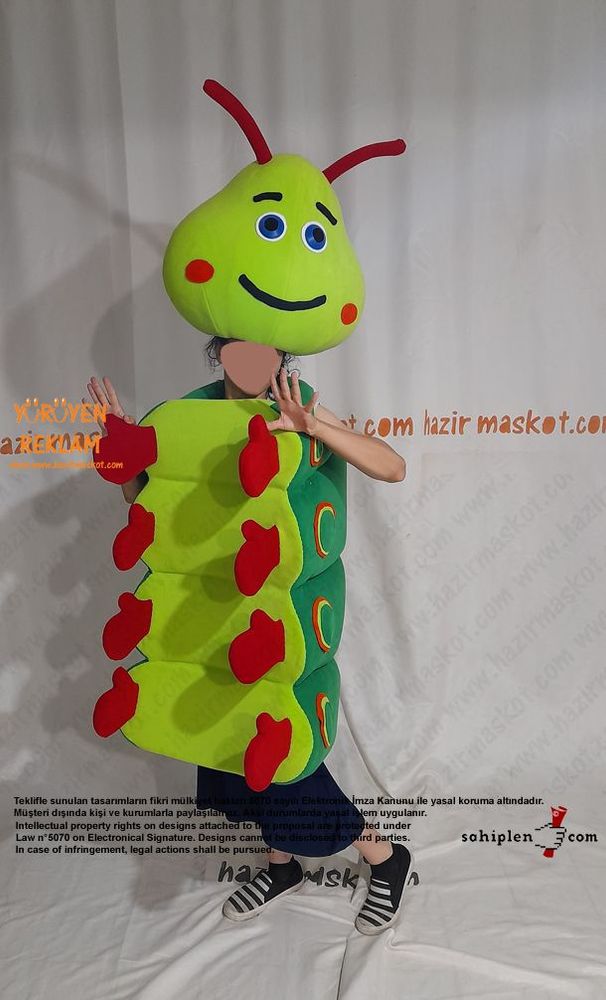 Tırtıl Böcek Heimlich Maskot Kostümü / Heimlich Costume maskot kostümü