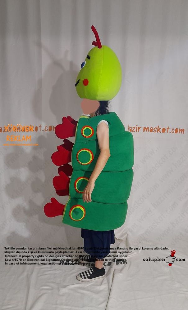 Tırtıl Böcek Heimlich Maskot Kostümü / Heimlich Costume maskot kostümü