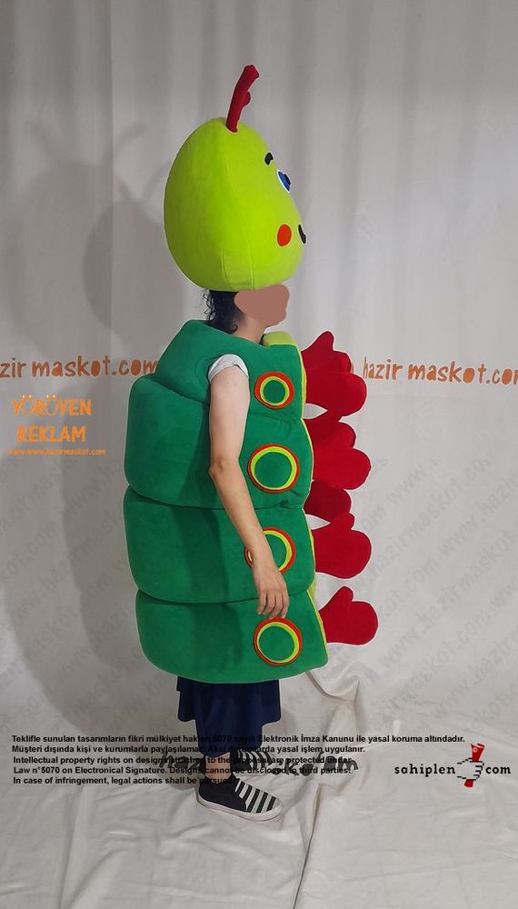 Tırtıl Böcek Heimlich Maskot Kostümü / Heimlich Costume maskot kostümü