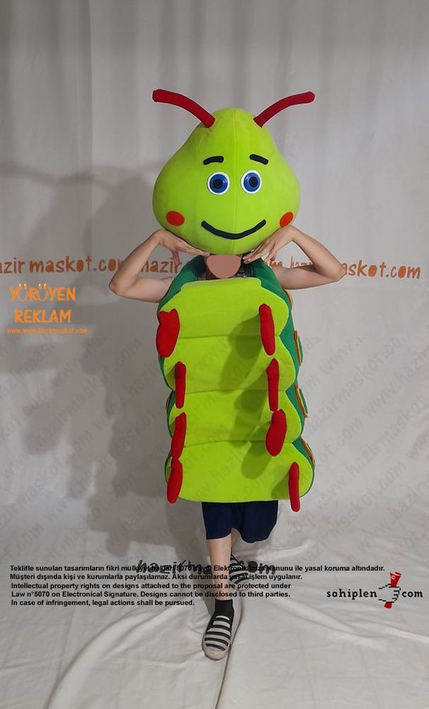 Tırtıl Böcek Heimlich Maskot Kostümü / Heimlich Costume maskot kostümü