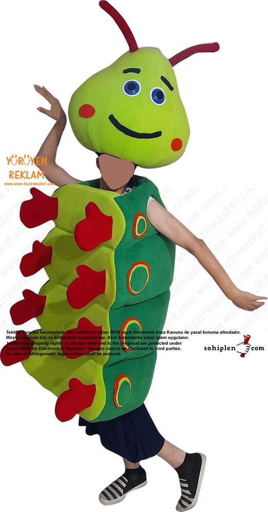 Tırtıl Böcek Heimlich Maskot Kostümü / Heimlich Costume maskot kostümü