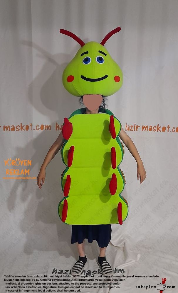 Tırtıl Böcek Heimlich Maskot Kostümü / Heimlich Costume maskot kostümü