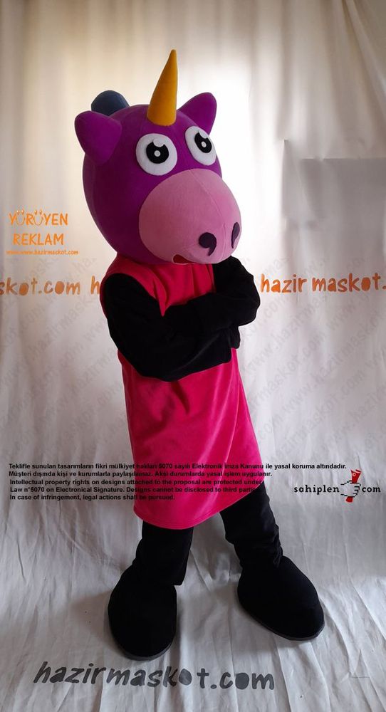Tekboynuzlu At Maskot Kostümü / Unicorn Mascot Costume UK maskot kostümü