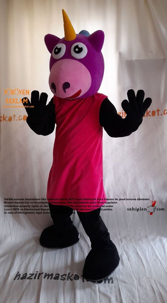 Tekboynuzlu At Maskot Kostümü / Unicorn Mascot Costume UK maskot kostümü