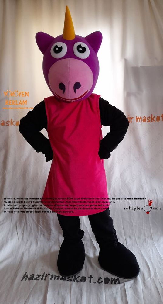 Tekboynuzlu At Maskot Kostümü / Unicorn Mascot Costume UK maskot kostümü