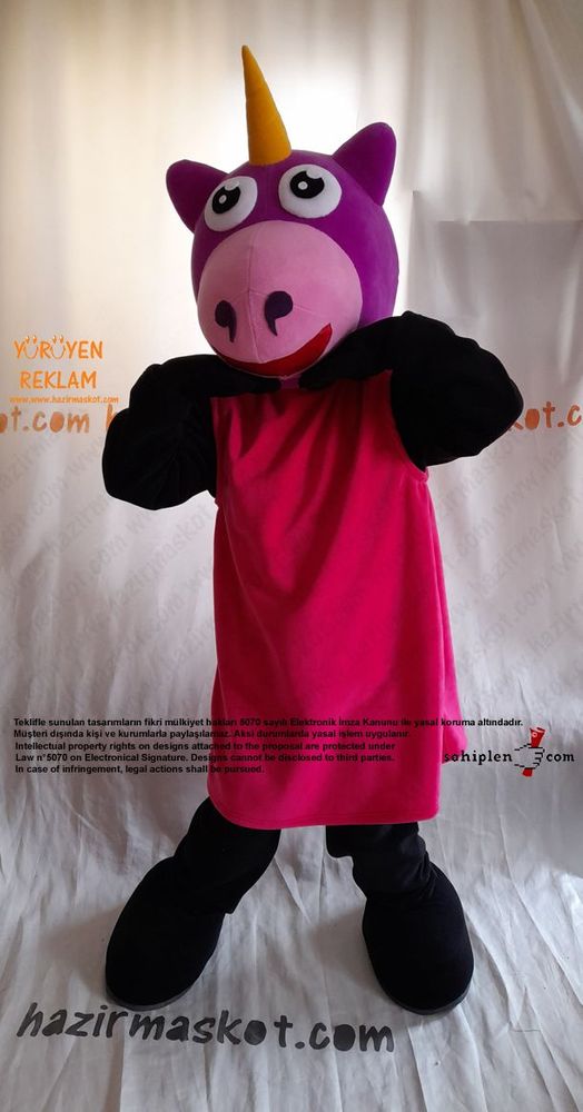 Tekboynuzlu At Maskot Kostümü / Unicorn Mascot Costume UK maskot kostümü