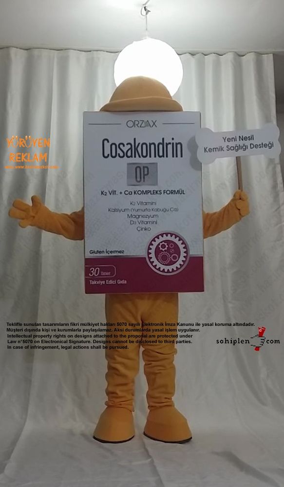 Orzax İlaç / Kutu Maskot / Kemik maskot kostümü