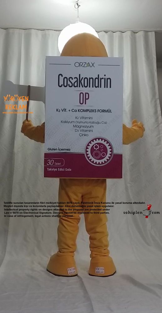 Orzax İlaç / Kutu Maskot / Kemik maskot kostümü