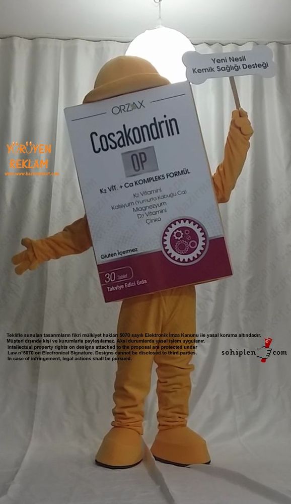 Orzax İlaç / Kutu Maskot / Kemik maskot kostümü