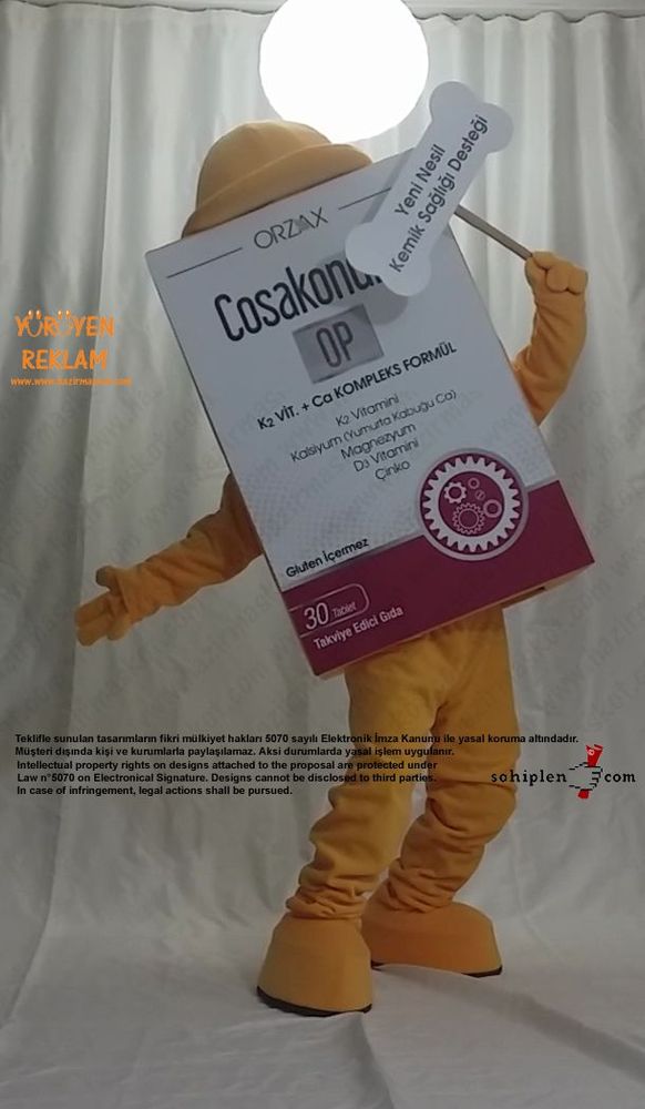 Orzax İlaç / Kutu Maskot / Kemik maskot kostümü