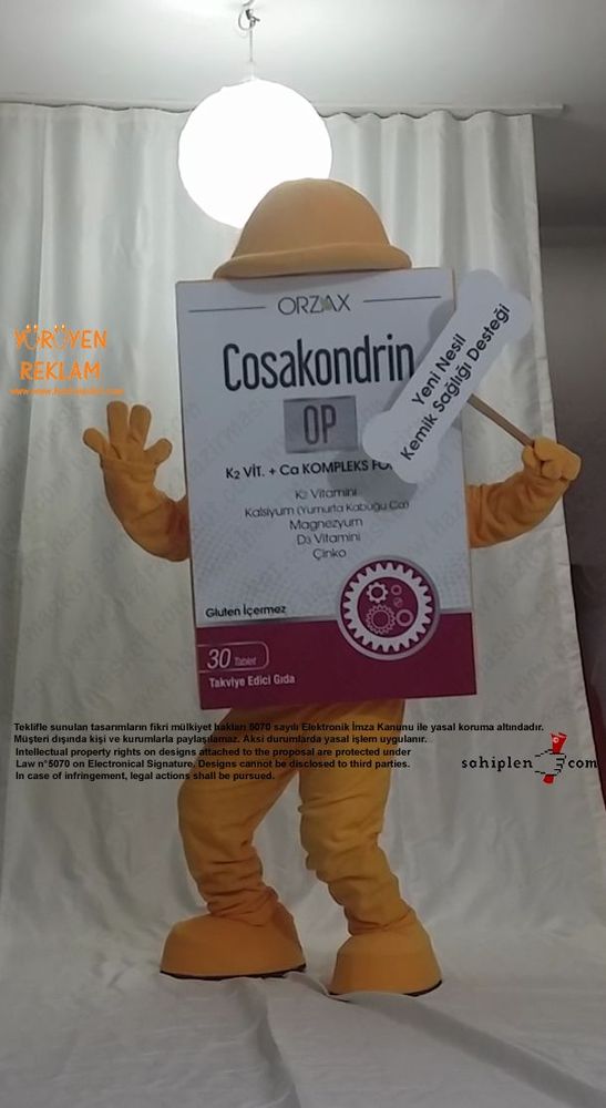 Orzax İlaç / Kutu Maskot / Kemik maskot kostümü