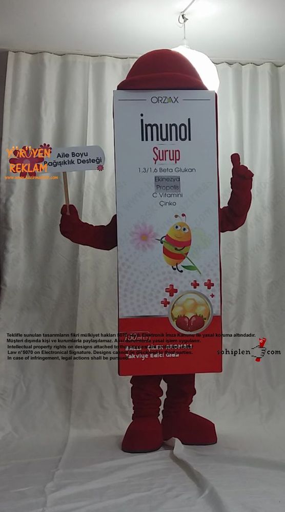 Orzax İlaç / Kutu Maskot / Bal+Çilek maskot kostümü