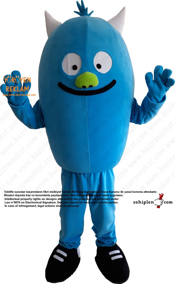 Mavi Canavar Maskot Kostümü / Blue Monster Mascot Costume maskot kostümü