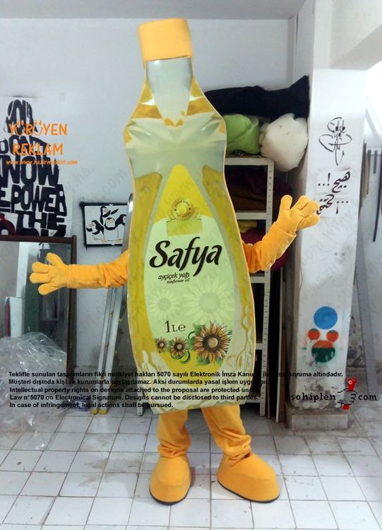 Safya Yağ şişesi Maskot Kostümü / AVES A.Ş. maskot kostümü