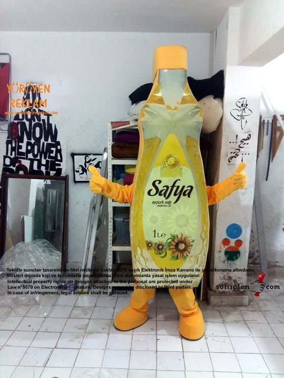Safya Yağ şişesi Maskot Kostümü / AVES A.Ş. maskot kostümü