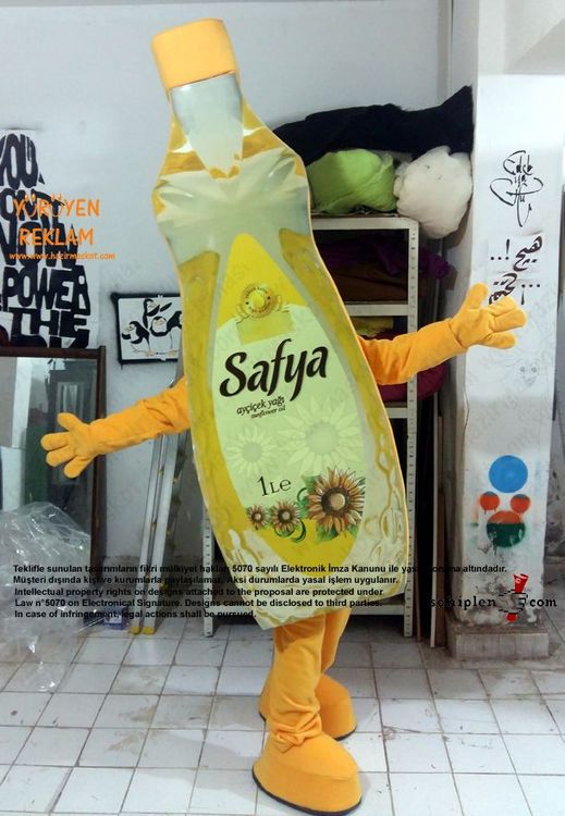 Safya Yağ şişesi Maskot Kostümü / AVES A.Ş. maskot kostümü