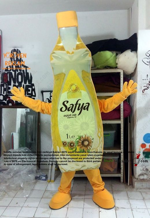 Safya Yağ şişesi Maskot Kostümü / AVES A.Ş. maskot kostümü
