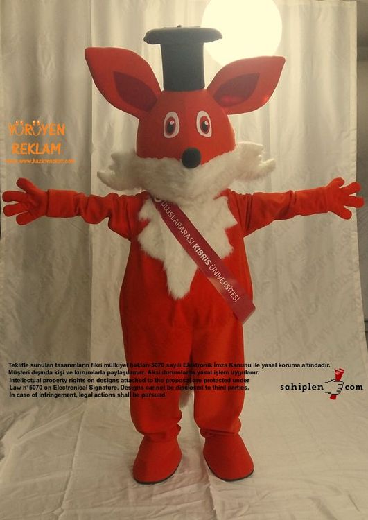 Tilki Maskot Kostümü / New Island Univesity / KKTC maskot kostümü