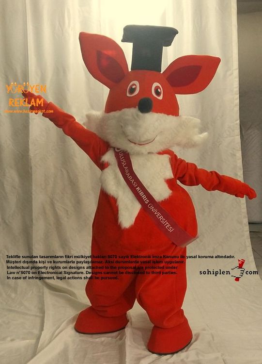 Tilki Maskot Kostümü / New Island Univesity / KKTC maskot kostümü