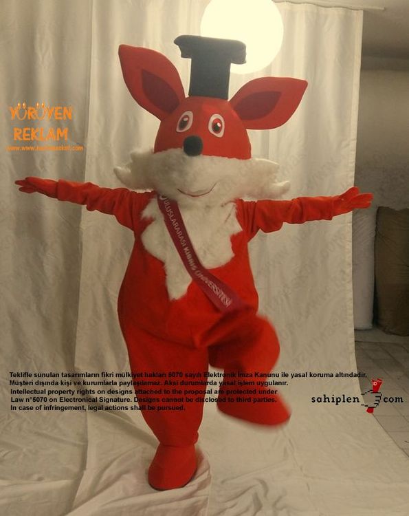 Tilki Maskot Kostümü / New Island Univesity / KKTC maskot kostümü
