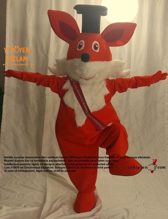 Tilki Maskot Kostümü / New Island Univesity / KKTC maskot kostümü