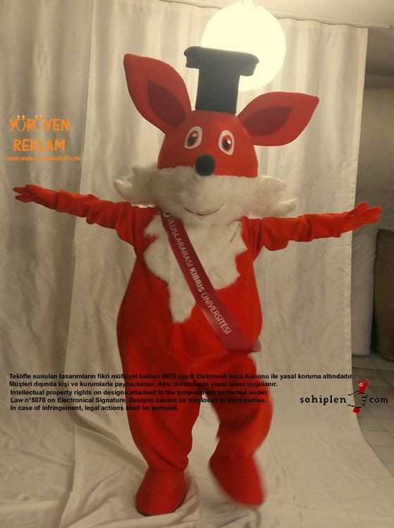 Tilki Maskot Kostümü / New Island Univesity / KKTC maskot kostümü