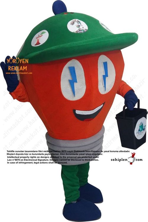 Ampul Maskot Kostümü / Malatya Büyükşehir Belediyesi / Çevre Koruma Müdürlüğü maskot kostümü
