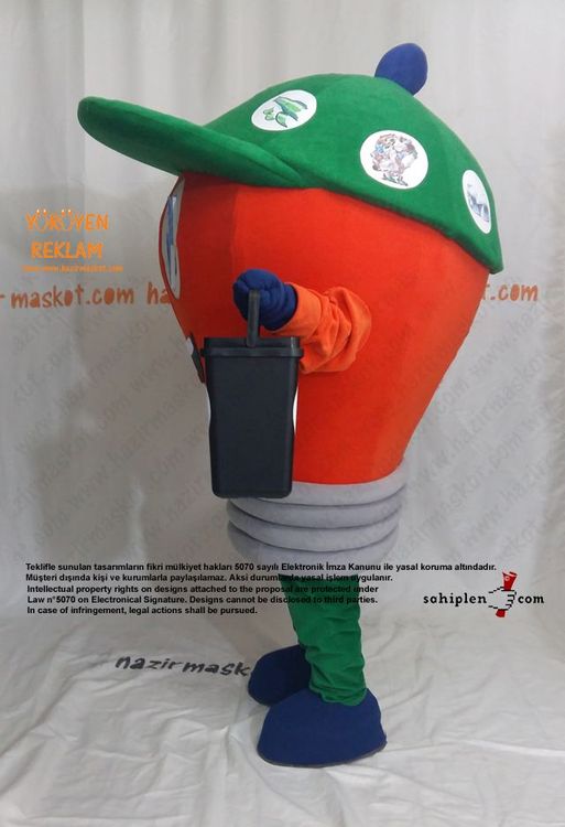 Ampul Maskot Kostümü / Malatya Büyükşehir Belediyesi / Çevre Koruma Müdürlüğü maskot kostümü